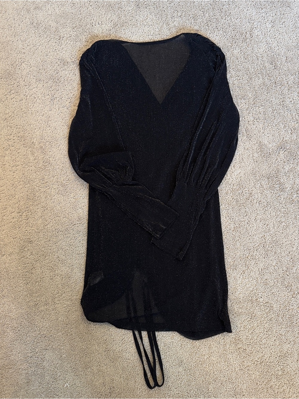 Black Shimmery Long Sleeve Mini Dress